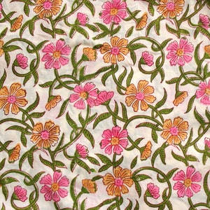 Floral Screen Print Soft Cotton Apparel Fabric Sold by Yard