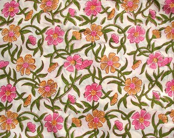 Floral Screen Print Soft Cotton Apparel Fabric Sold by Yard