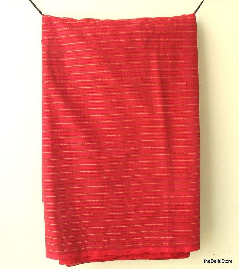 Maroon and Gold Stripes Homespun Cotton Fabric by Yard Etsy