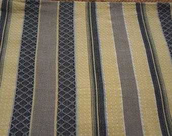 Yellow Black Beige yarn dyed woven stripes cotton fabric sold by the yard