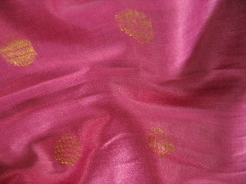 Cotton Tussar Silk Blend Fabric in Magenta and Gold by Yard Etsy