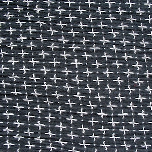 White on Black Cross Pattern Yarn Dyed Cotton Gauze Fabric by Yard