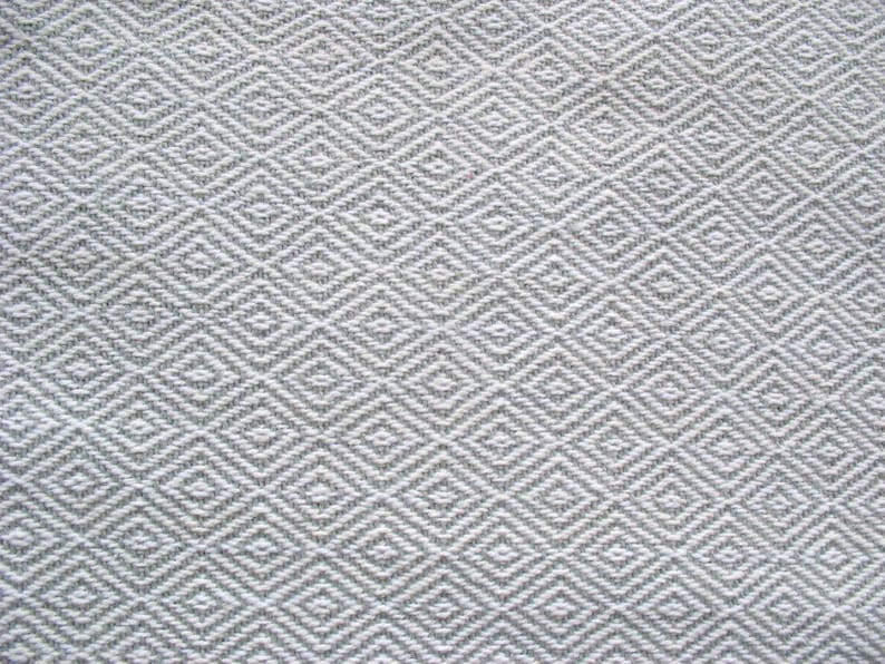 Gray and White Diamond Pattern Fabric Textured Cotton Upholstery Pillow Throw Fabric