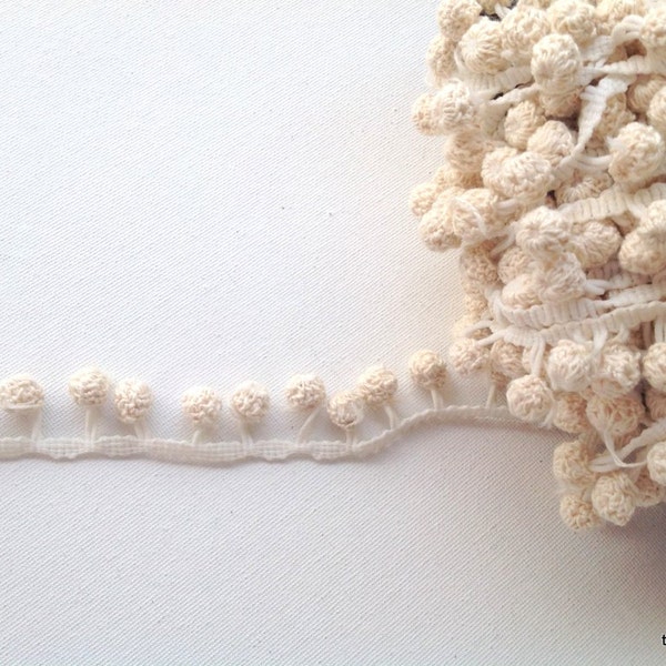 9 yards Crocheted Cotton PomPom Trim Ball Fringe Trim