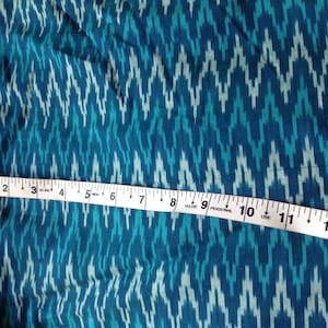 Teal and Blue soft cotton Ikat Fabric Yarn Dyed  Handloom Cotton Fabric Sold by Yard