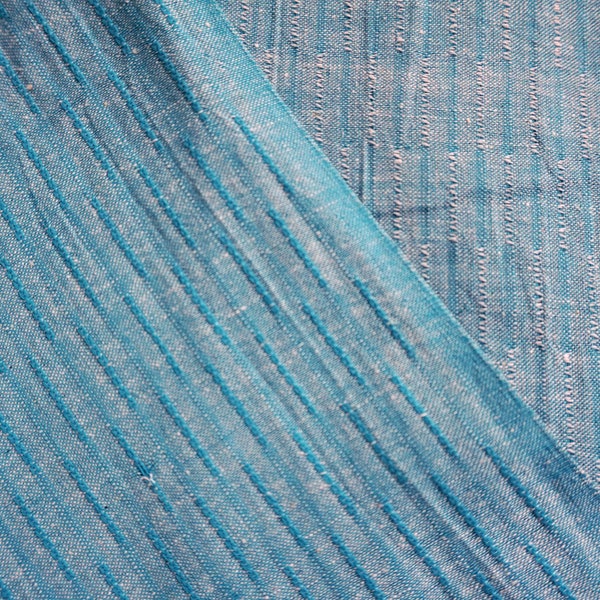 Blue Yarn Dyed Textured Cotton Chambray Fabric Sold by the Yard