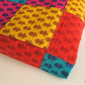 Indian Cotton Block Print Patchwork Quilt Top Fabric Sold by Yard