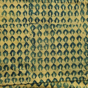 3 Yards Green Abstract Print  Natural Dyes Hand Printed Fabric