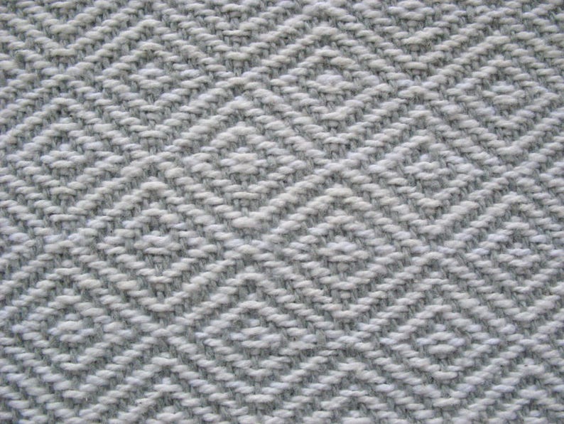 Gray and White Diamond Pattern Fabric Textured Cotton Upholstery Pillow Throw Fabric