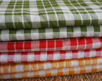 Checks and Plaid Print Cotton Fabric Sold by Yard