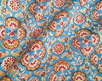 2½ Yards Red Precisely Reversible Cotton Ajrakh Fabric Printed Back-To-Back 