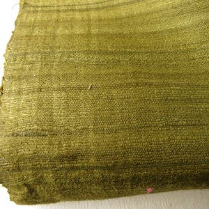 Textured Homespun Indian Green Wild Silk Fabric Sold by Yard