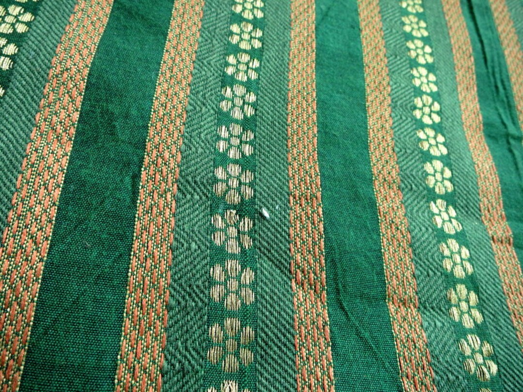 Dark Green Polyester Rayon Blend Fabric Jacquard Fabric Woven Etsy