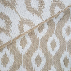 Reversible Beige and CreamCotton and Jute Woven Upholstery Bags Pillows Fabric Woven Fabric Natutal Home Decorating Fabric Sold by Yard