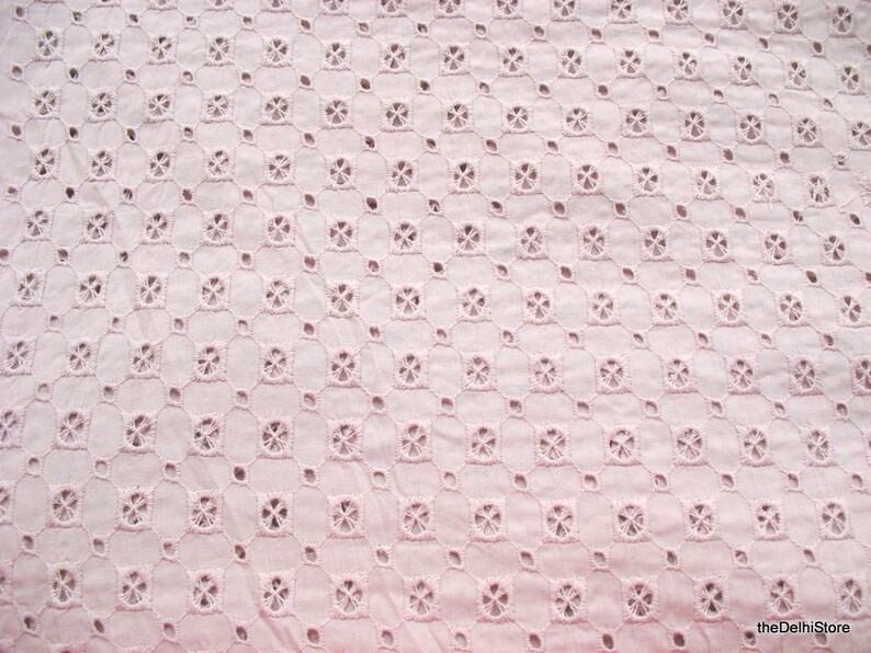 1 yard Mauve Pink Eyelet Embroidered Fine Cotton Fabric Etsy