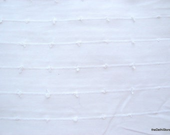 Plain White textured Cotton Voile Fabric by Yard