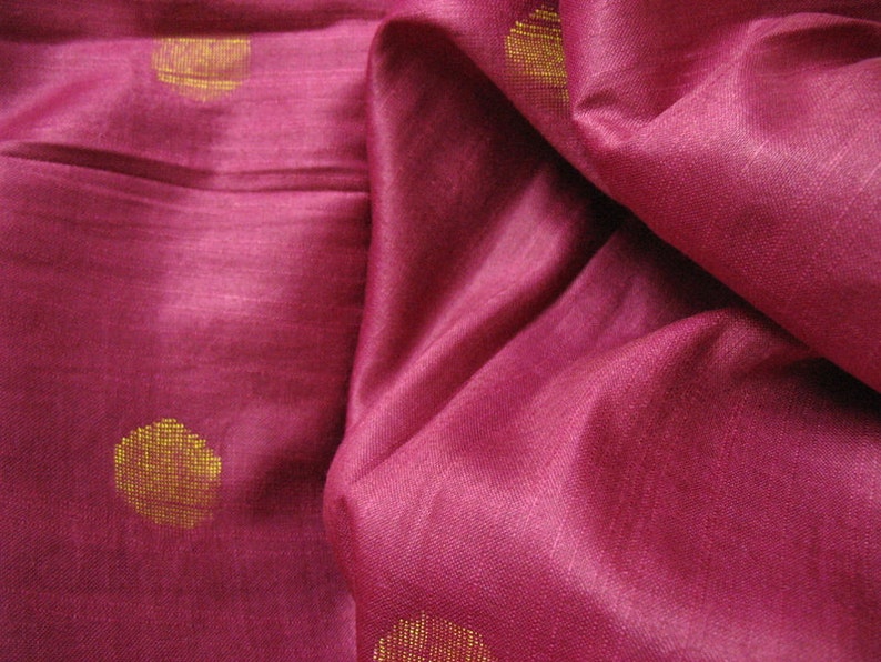 Cotton Tussar Silk Blend Fabric in Magenta and Gold by Yard Etsy