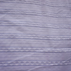 White and Greyish Blue Textured Woven Cotton Voile Fabric by Yard