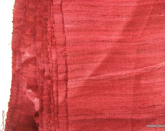 Marsala Burgundy Red Textured Indian Handloom Wild Silk by Yard