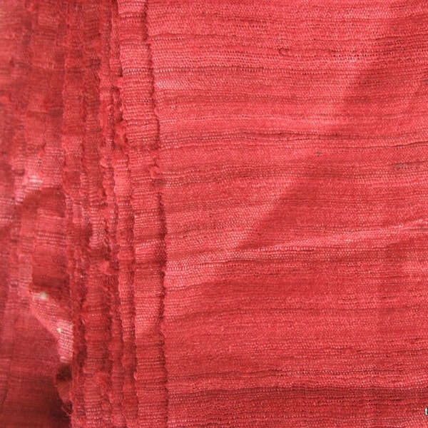 Marsala Burgundy Red Textured Indian Handloom Wild Silk by Yard