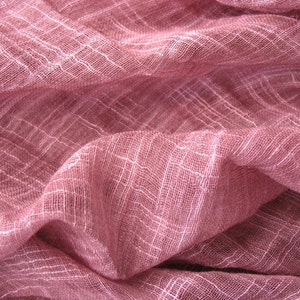 Plum Pink Cotton Slub  Gauze Fabric