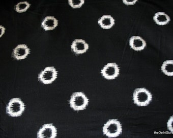 Black and White Yarn Dyed Close Knit Cotton Double  Ikat  Fabric Sold by Yard