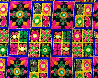 Multicolor Embroidered Unique Fabric Sold by Half Yard