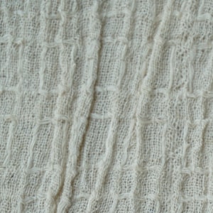 Unbleached Natural check Pattern Woven Cotton Gauze Fabric by Yard