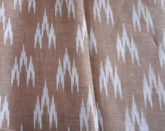 Beige Brown Ikat Fabric Yarn Dyed Linen Fabric Sold by yard
