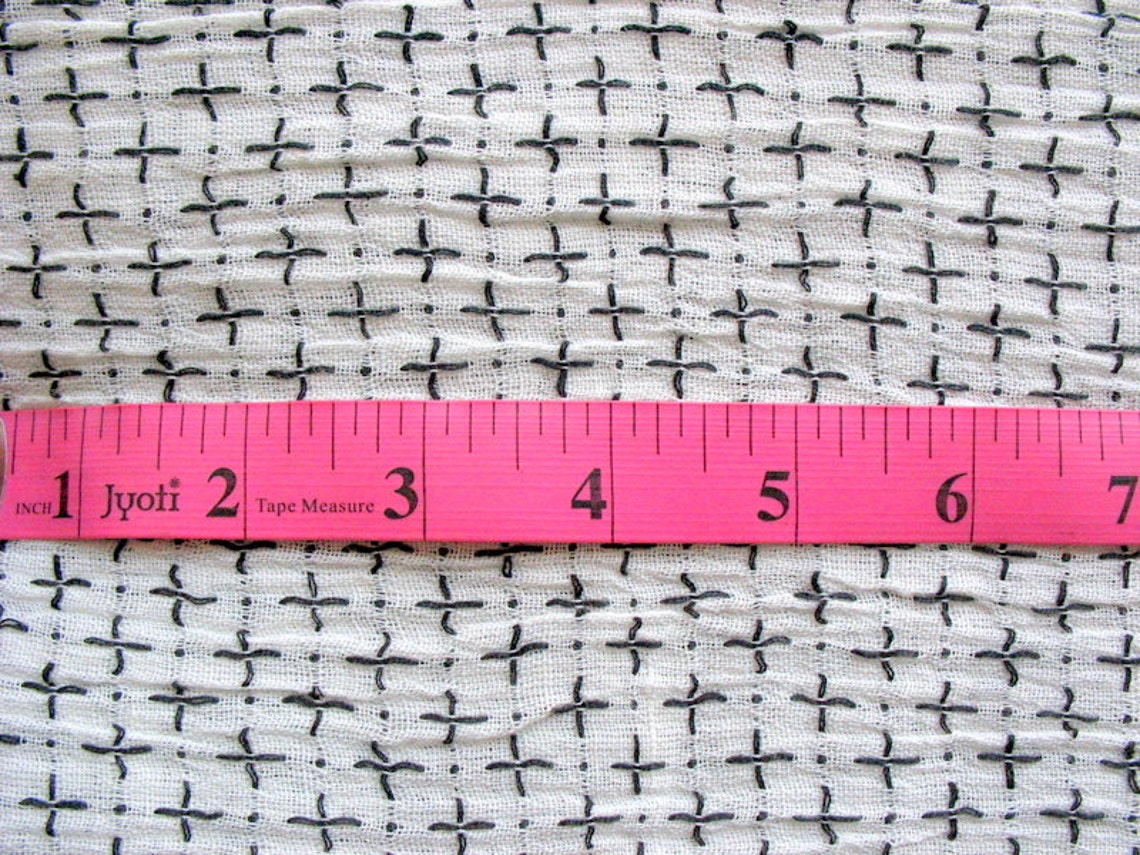 Black on White Yarn Dyed Cross Pattern Cotton Gauze Fabric by Etsy