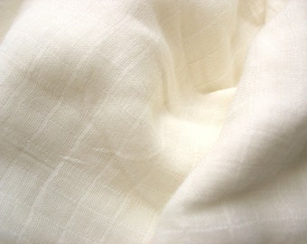 55" Wide Creamy White Self Check Cotton Double Gauze Fabric Sold  by Yard