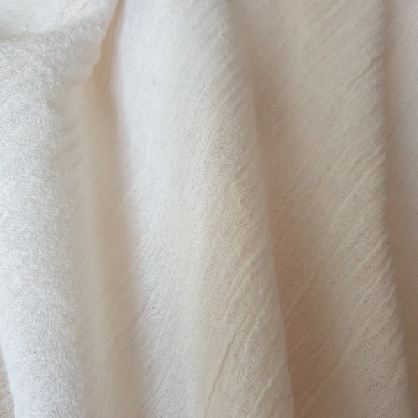 Tissu crêpe de coton crème que l'on peut teindre - Tissu en coton extensible