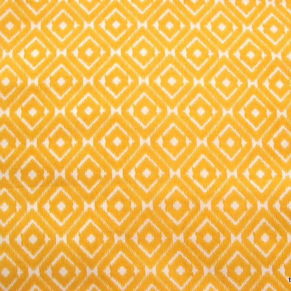 Diamond / Geometric Print Yellow and Cream Fabric Sold by Yard
