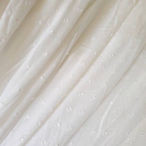 59&quot; wide  off white Textured Soft Dobby Cotton Swiss Dots Fabric for Clothing  / Curtains