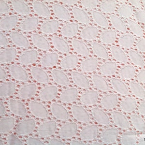 1 Meter Long Eyelet Fabric Embroidered Cotton Fabric Remnant in Light Peachy Pink Color