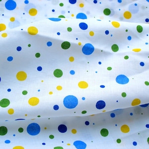 3 Yards Multi color Polka Dot Cotton Fabric Remnant
