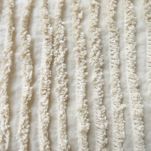 Cream Handloom Cotton Textured Stripes fabric Sold by Half Yard