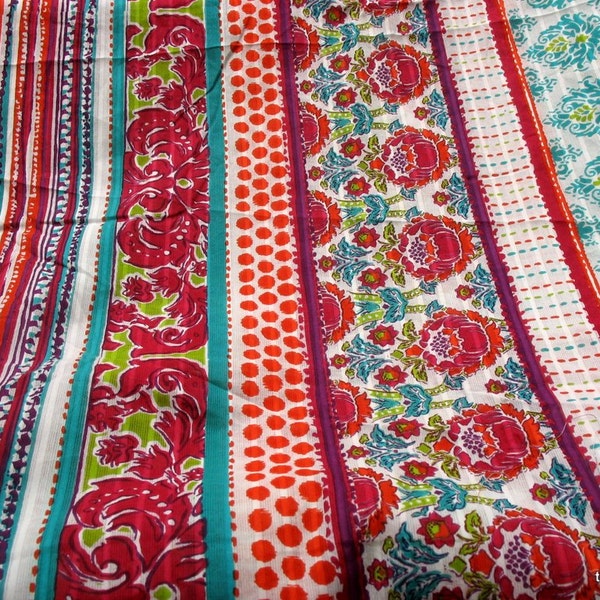 Reserved - Indian Soft Dobby Cotton - Patterned Stripes - Multicolor Fabric