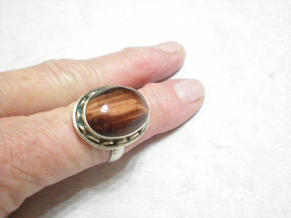 Red tiger's eye statement ring, sterling silver a… - image 2