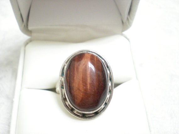 Red tiger's eye statement ring, sterling silver a… - image 1