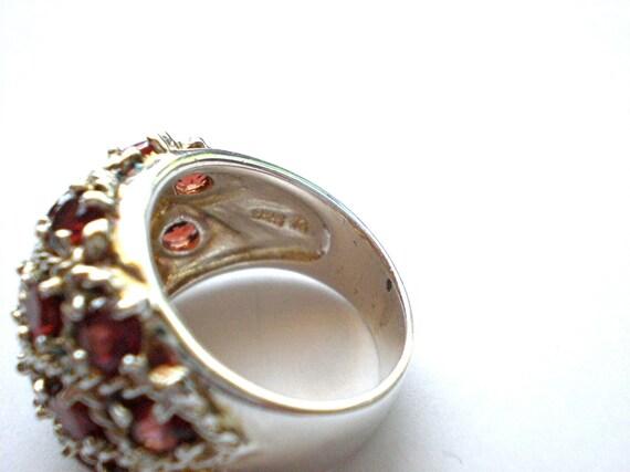 Large garnet multi stone ring, sterling silver si… - image 6