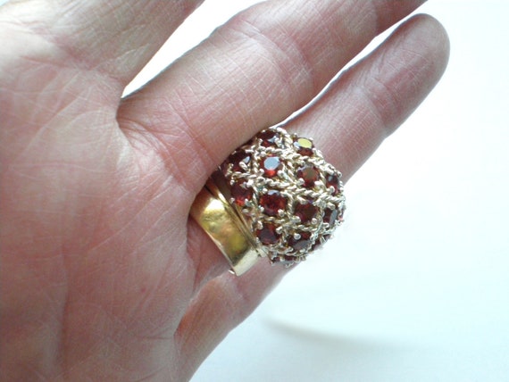 Large garnet multi stone ring, sterling silver si… - image 5