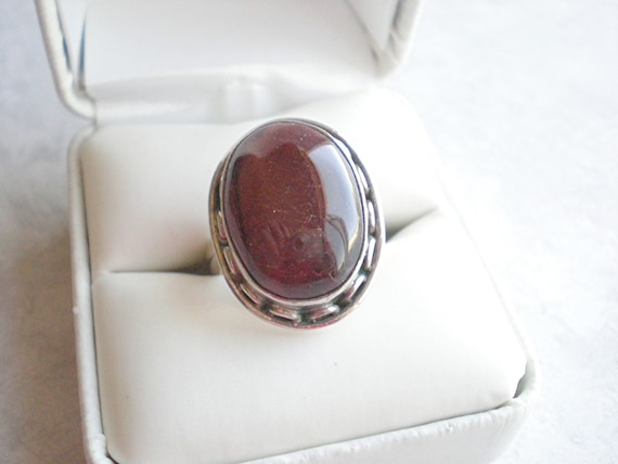 Red tiger's eye statement ring, sterling silver a… - image 10