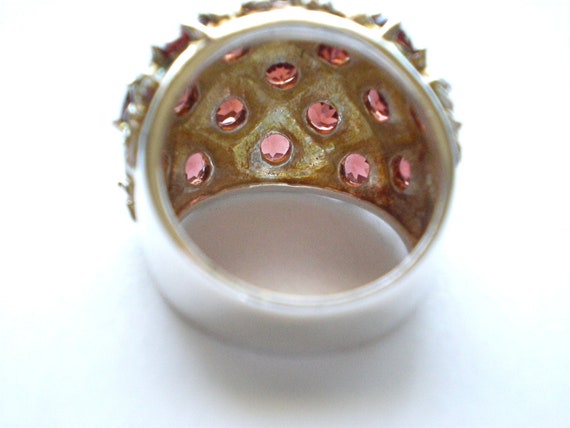Large garnet multi stone ring, sterling silver si… - image 2