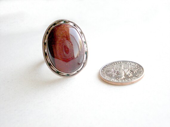 Red tiger's eye statement ring, sterling silver a… - image 9