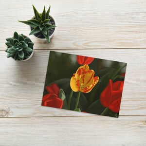 Rote und gelbe Tulpen Grußkarte