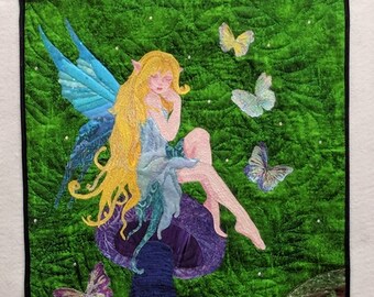 Fiona and the Butterflies - Fairy Art Quilt