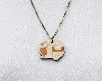 Laser Cut Wooden Caravan Necklace