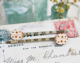 Laser Cut Wooden Ladybird Hair Grips