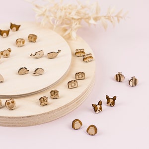 Laser Cut Wooden Sloth Stud Earrings image 8